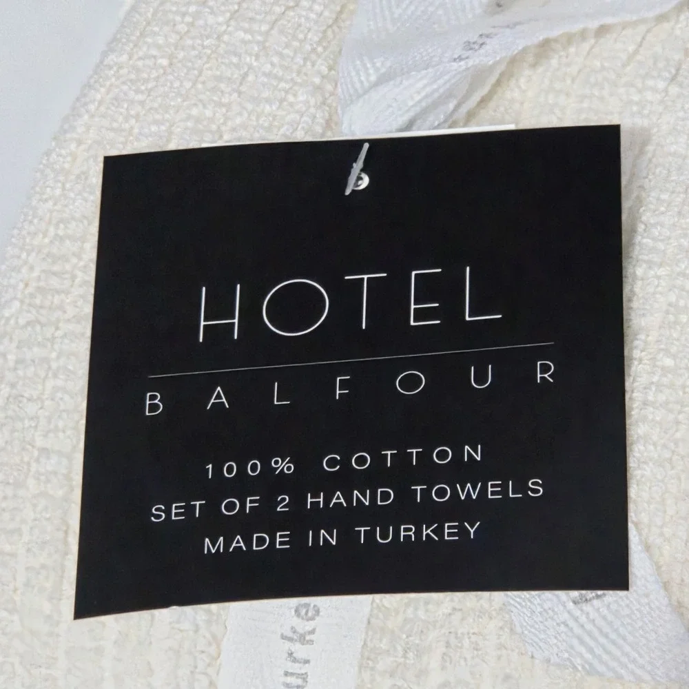 Hotel Balfour 4pc Cream And Taupe Turkish Cotton Towel Set 2 Bath 2 Hand Japandi